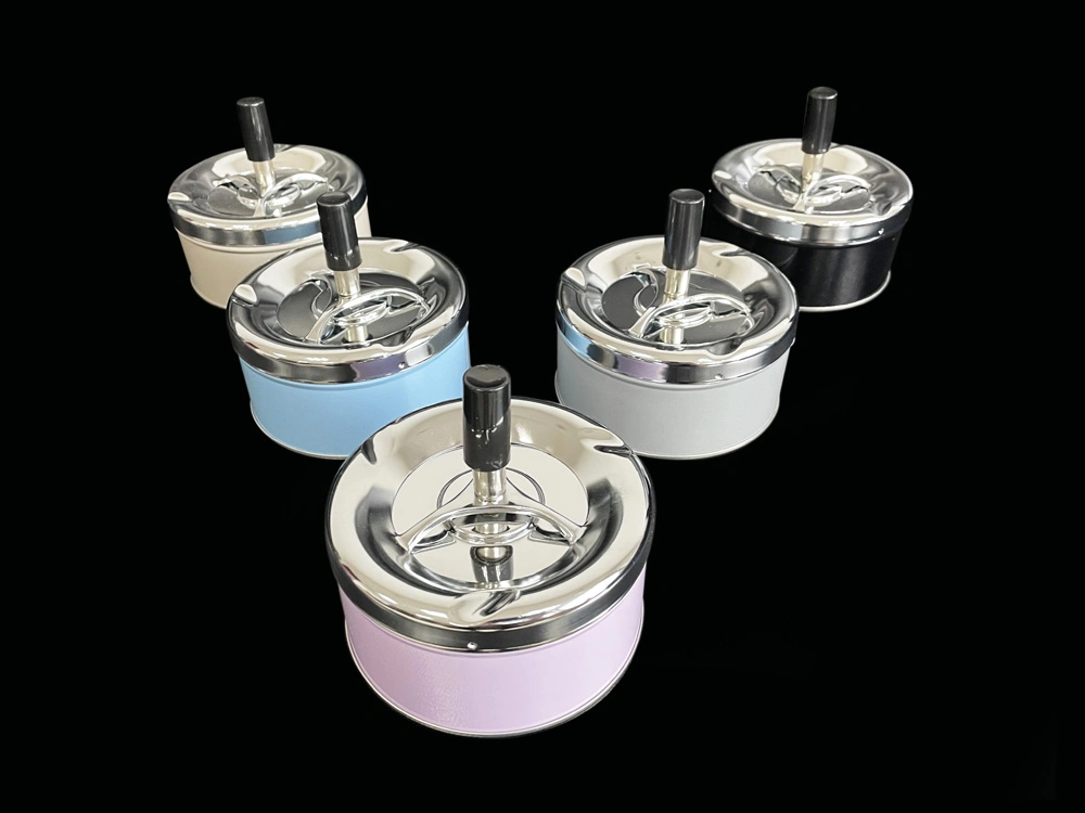 Hot Sale Manual Operation Tin Case Round Ashtray Tin Box